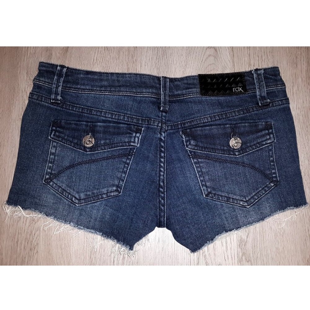 Fox Racing Stealth Short Jean Shorts Size 5/27 Distressed Dark Denim Low Rise - Picture 2 of 5